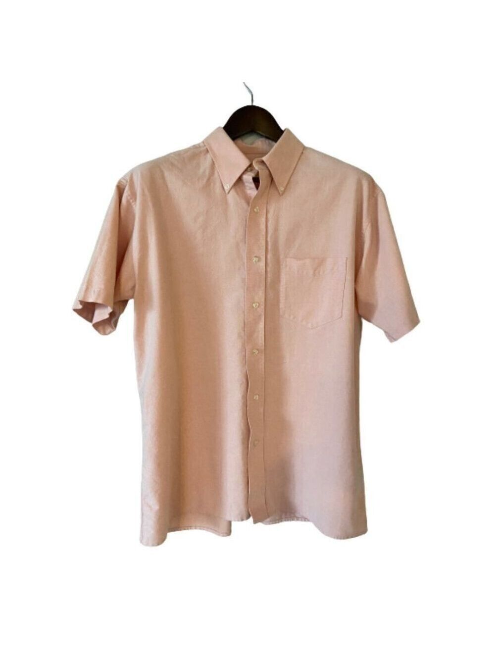 Togo Men's Salmon Button Down Shirt 100% Cotton Size M